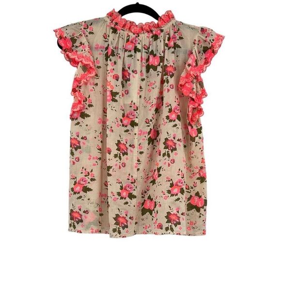 THML Floral Ruffle Blouse - Pink and Cream - Picture 3 of 4